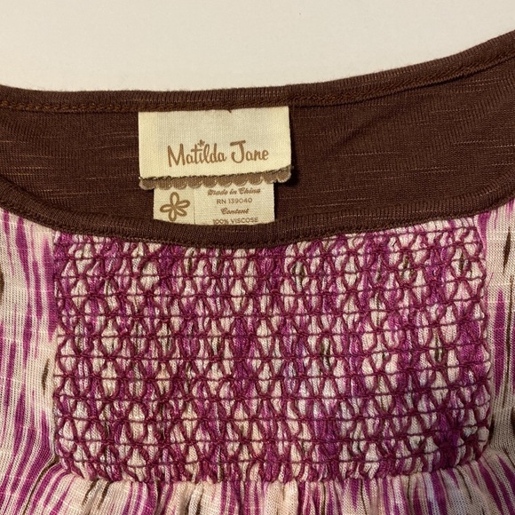 Matilda Jane Hello Lovely Feeling Free Tank Size Large Lined‎ Cream Pink Brown - Picture 4 of 9